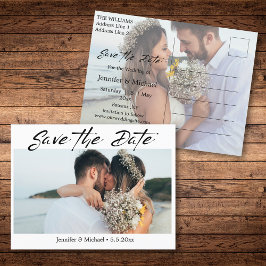 Modern handschrift paar foto opslaan van de datum aankondigingskaart