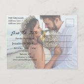 Modern handschrift paar foto opslaan van de datum aankondigingskaart (Achterkant)