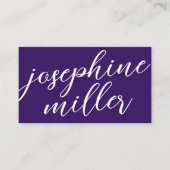 Modern handschrift paars | Aangepaste kleur Visitekaartje (Voorkant)