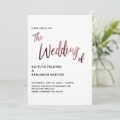 Modern Handschrift Roos Gold Wedding Invitation Kaart (Staand voorkant)
