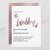 Modern Handschrift Roos Gold Wedding Invitation Kaart (Voorkant / Achterkant)