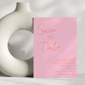 Modern handschrift roze Sinaasappel bruiloft elega Save The Date