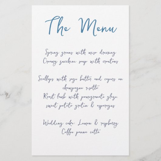 Modern Handschrift Script Blauw Casual Bruiloft (Voorkant)