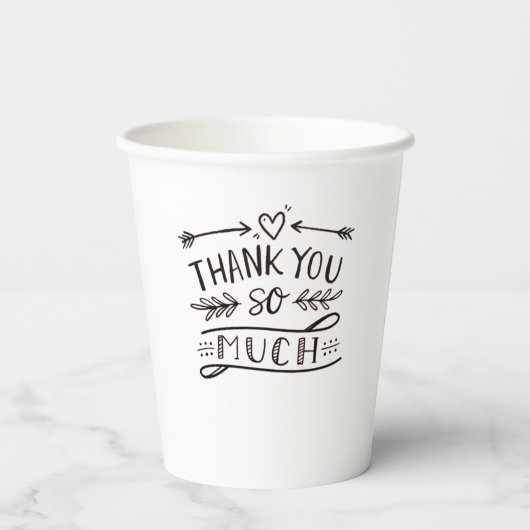 Modern handschrift script Dank u papieren bekertje Bekers (Achterkant)