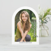 Modern handschrift Script Photo Arched Afstuderen Kaart (Staand voorkant)