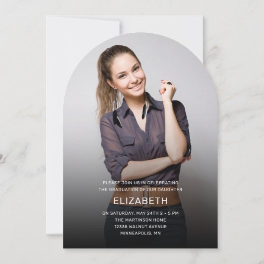 Modern handschrift Script Photo Arched Afstuderen Kaart (Achterkant)