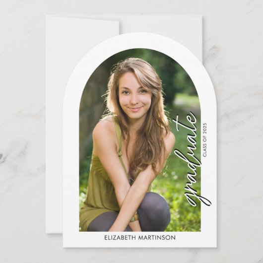 Modern handschrift Script Photo Arched Afstuderen Kaart (Voorkant)