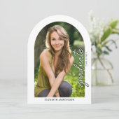 Modern handschrift Script Photo Arched Afstuderen Kaart (Staand voorkant)