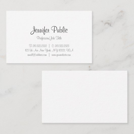 Modern handschrift script tekst minimalistische Sj Visitekaartje (Voorkant / Achterkant)