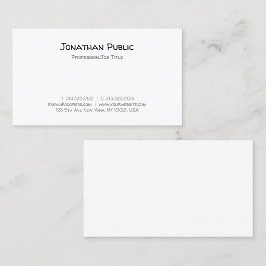 Modern handschrift script tekst minimalistische Sj Visitekaartje (Voorkant / Achterkant)