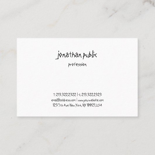 Modern handschrift script tekst professional eenvo visitekaartje (Achterkant)