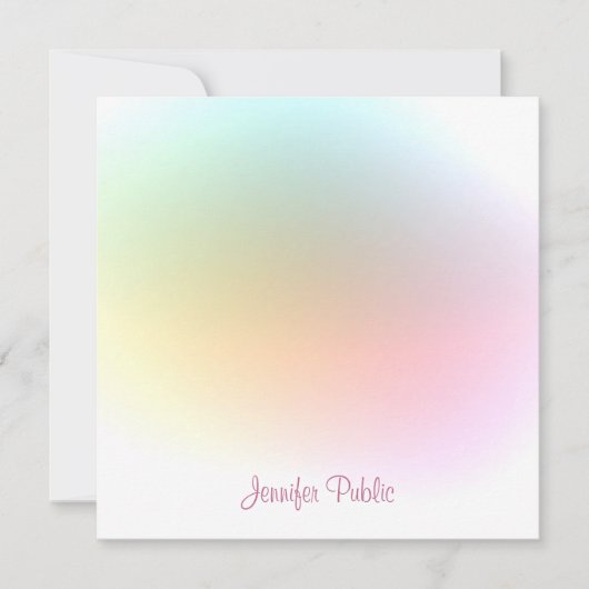 Modern handschrift script trendy kleurrijke Sjablo Notitiekaartje (Voorkant)