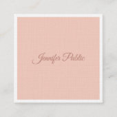Modern handschrift Sjabloon Elegant premium linnen Vierkante Visitekaartje (Voorkant)