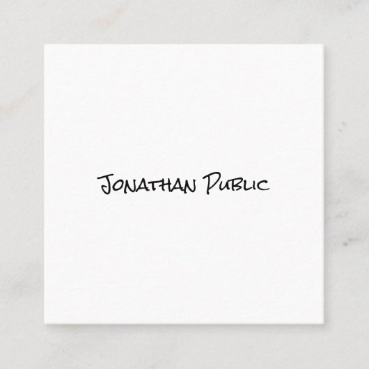 Modern Handschrift Sjabloon Trendy Professional Vierkante Visitekaartje (Voorkant)