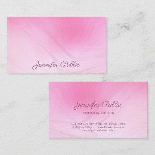 Modern handschrift tekst roze Sjabloon elegante to Visitekaartje (Voorkant / Achterkant)