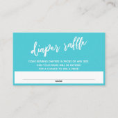 Modern Handschrift Turquoise Luier Raffle Ticket Informatiekaartje (Voorkant)