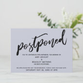 Modern handschrift uitgesteld bruiloft blauw Kaart (Staand voorkant)