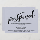 Modern handschrift uitgesteld bruiloft blauw Kaart (Voorkant / Achterkant)