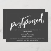 Modern handschrift uitgesteld bruiloft donkergrijs kaart (Voorkant / Achterkant)