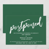 Modern handschrift uitgesteld bruiloft donkergroen kaart (Voorkant / Achterkant)
