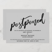 Modern handschrift uitgesteld bruiloft grijze Kaar Kaart (Voorkant / Achterkant)