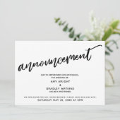 Modern handschrift uitgesteld huwelijksaankondigin kaart (Staand voorkant)