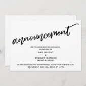 Modern handschrift uitgesteld huwelijksaankondigin kaart (Voorkant / Achterkant)