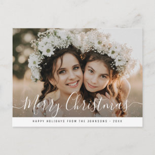 Modern handschrift vrolijk kerstfeest briefkaart