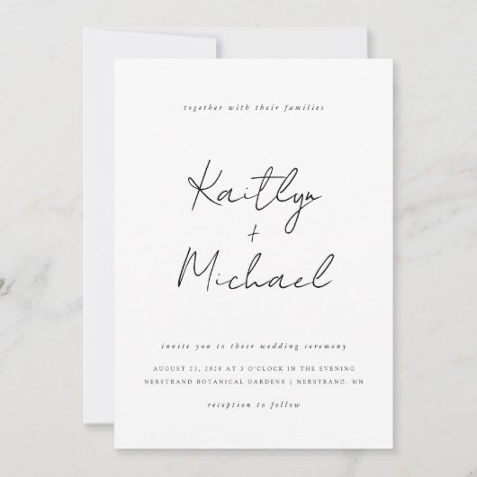 Modern handschrift Weddenschap Black White Kaart (Voorkant)