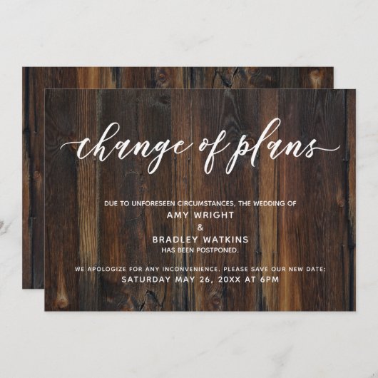 Modern Handschrift Wijziging van de Plannen Rustie Kaart (Voorkant / Achterkant)