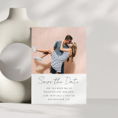 Modern handschrift zwart wit bruiloft foto save the date
