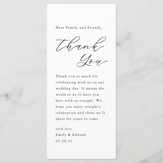 Modern handse weduwschap plaatsen - Dank u Menu (Voorkant)