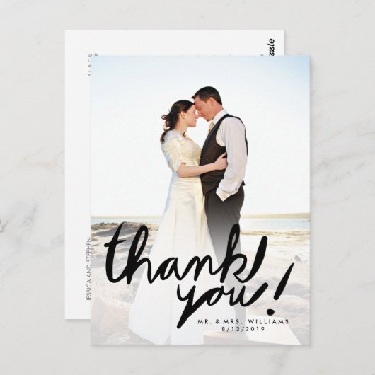 Modern Handwrite Foto bedankt Briefkaart (Voorkant / Achterkant)