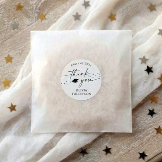 Modern Handwriting 2026 Graduation Thank You Favor Ronde Sticker