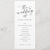 Modern Handwriting Black & White Wedding Ceremony Programmakaart (Voorkant)