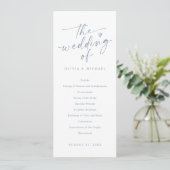 Modern Handwriting Dusty Blue Wedding Programs Programmakaart (Staand voorkant)