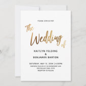 Modern Handwriting Gold Wedding Kaart (Voorkant)
