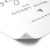 Modern Handwriting Heart Wedding Guest Book Sign Poster (Hoek)