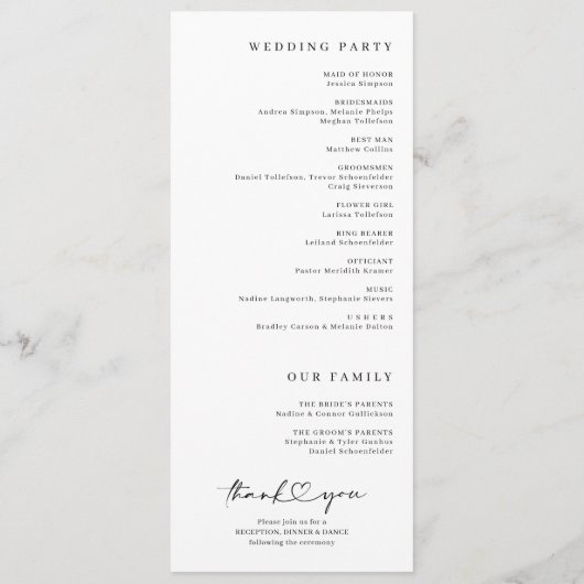 Modern Handwriting Simple Heart We Do Wedding Programmakaart (Achterkant)