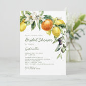 Modern Handwritte Script Citrus Bridal Shower Kaart (Staand voorkant)