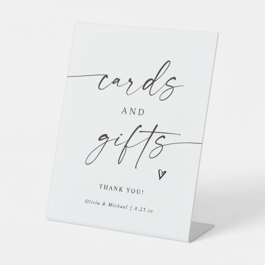 Modern Handwritten Cards & Gifts Wedding Reclamebord Met Voetstuk (Voorkant)