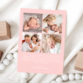 Modern Handwritten Hello Pink Photo Collage Birth Aankondiging