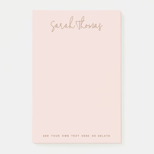 Modern handwritten name light blush pink post-it® notes (Voorkant)