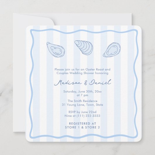Modern Handwritten Oyster Roast Coed Bridal Shower Kaart (Voorkant)