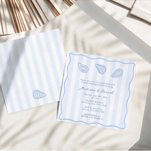 Modern Handwritten Oyster Roast Coed Bridal Shower Kaart