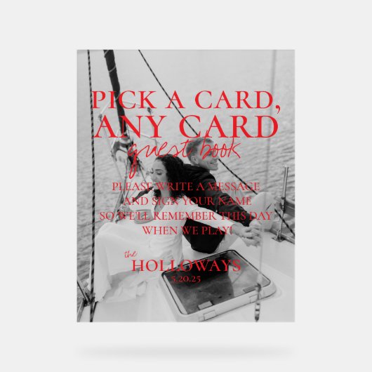 Modern Handwritten Playing Card Guest Book Sign Acryl Bord (Voorkant)