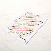 Modern Handwritten Red and Gold Script Design Folie Feestdagenkaart (Gedraaid)