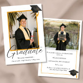 Modern Handwritten Script 2 Photo Graduation Aankondiging