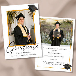 Modern Handwritten Script 2 Photo Graduation Aankondiging