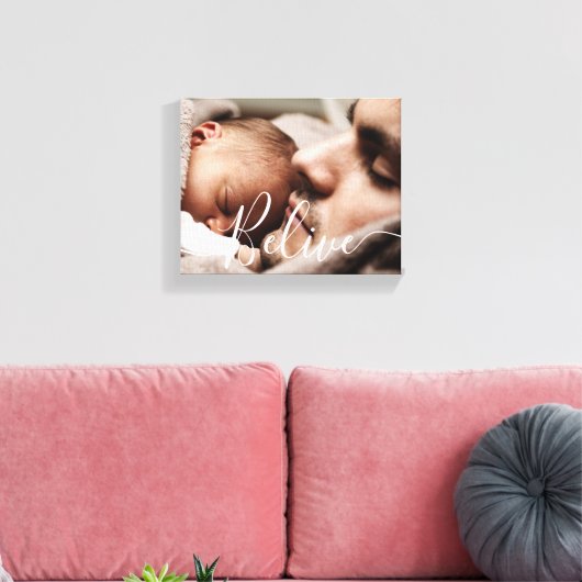 Modern handwritten script Believe Canvas Print (Insitu (Woonkamer))